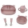 5pcs Baby Feeding Kit Food Grade Silicone Bear Design Plate Bowl Drinking Cup Spoon Fork Infant Feeding Kit