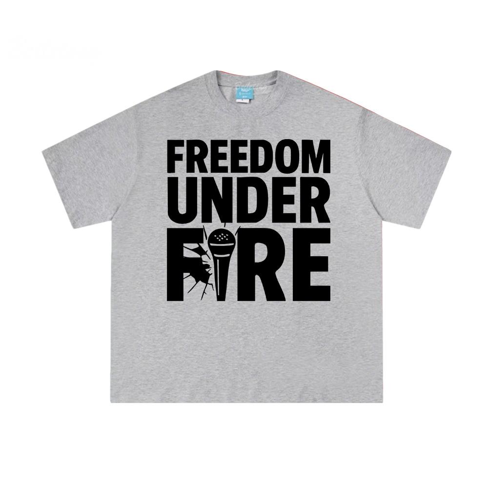 FREEDOM UNDER FIRE Tee American Charlie Kirk 100%Cotton High Quality Tee-shirt Sleeve Grunge Summer O-neck Female/Male Tees