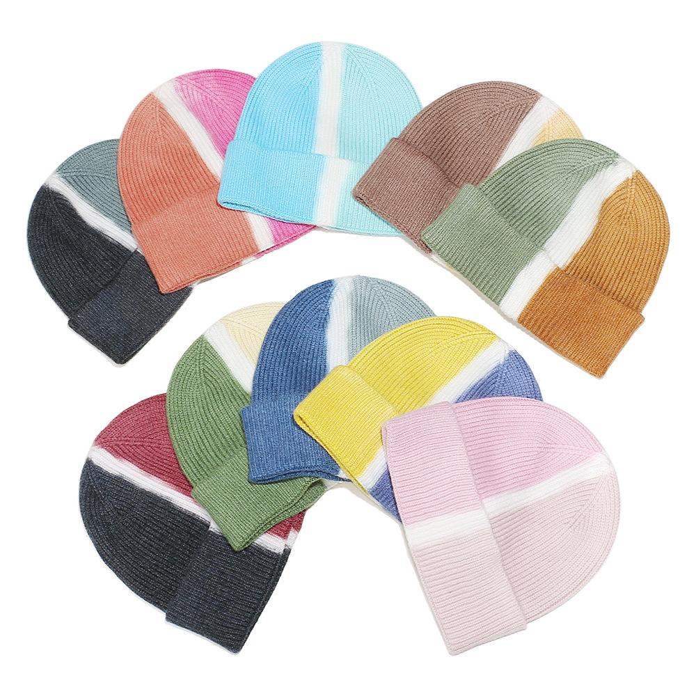 Temu winter hat children's splicing tie-dye wool hat outdoor casual versatile knitted hat 2025