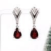 Love and hope natural Mozambique garnet V-shaped design silver Ring Earrings set light luxury jewelry for women