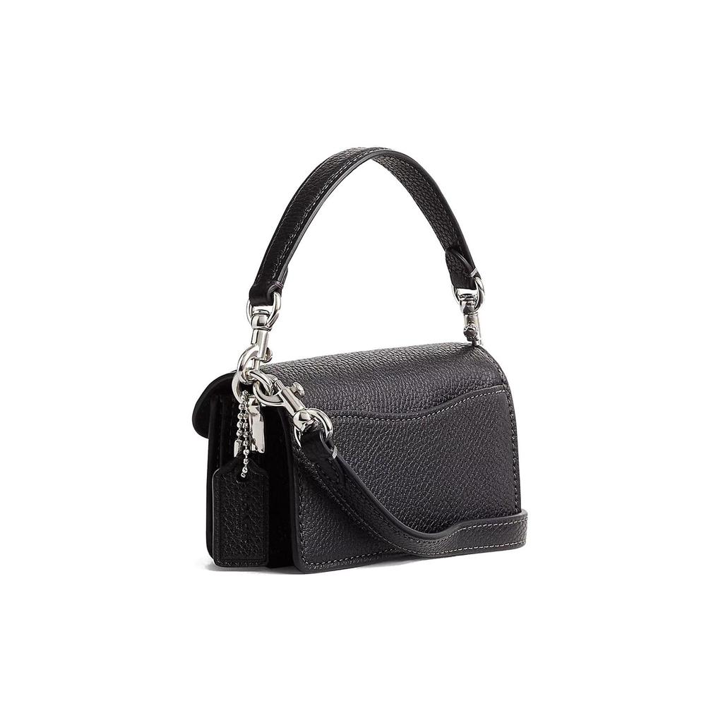 Coach Tabby 12 Minimalist Logo Pebble Grain Flap With Hardware Leather Messenger Bag Shoulder Crossbody Tote Mini Women Bags Black CN731-LHBLK