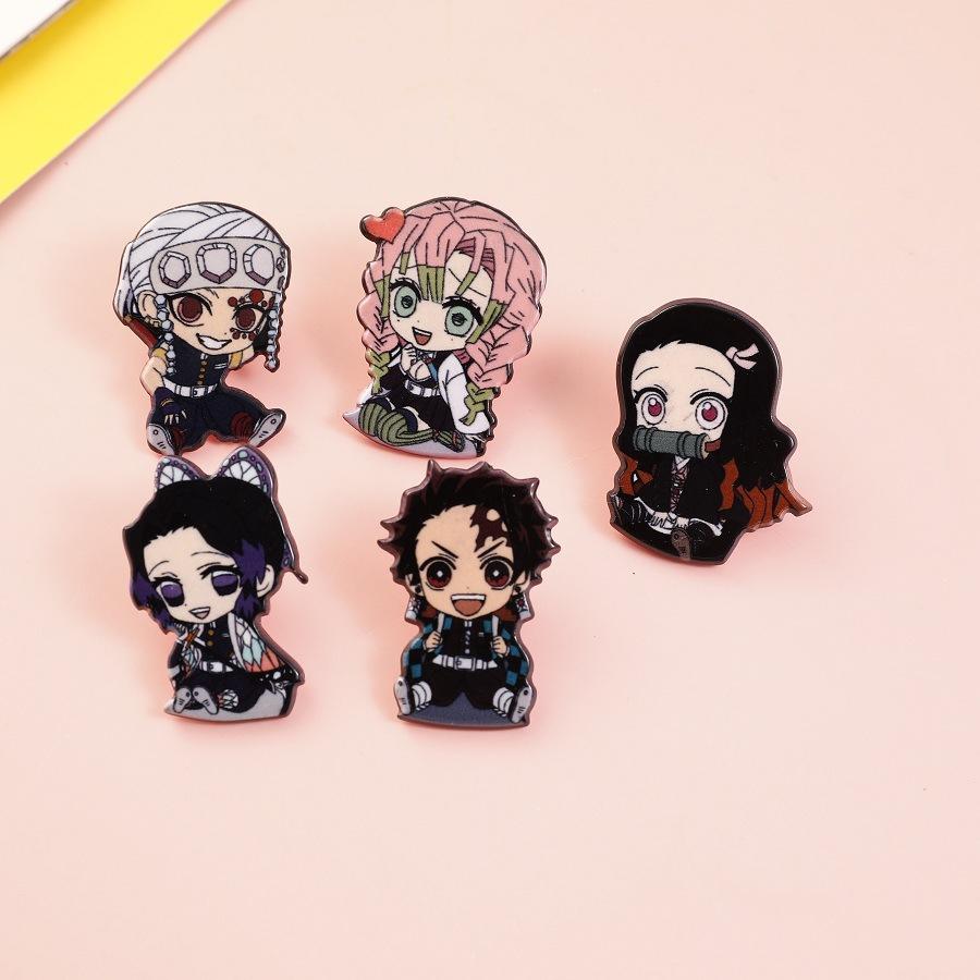 16 Styles of Japanese Anime Brooch Demon Slayer Acrylic Brooch DIY Decoration Backpack Clothes Hat Gifts for Friend Customizable