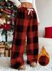 2025 Women's Retro Plaid Winter Trousers: European and American Style, Elastic, Loose, Thick, Warm, Casual