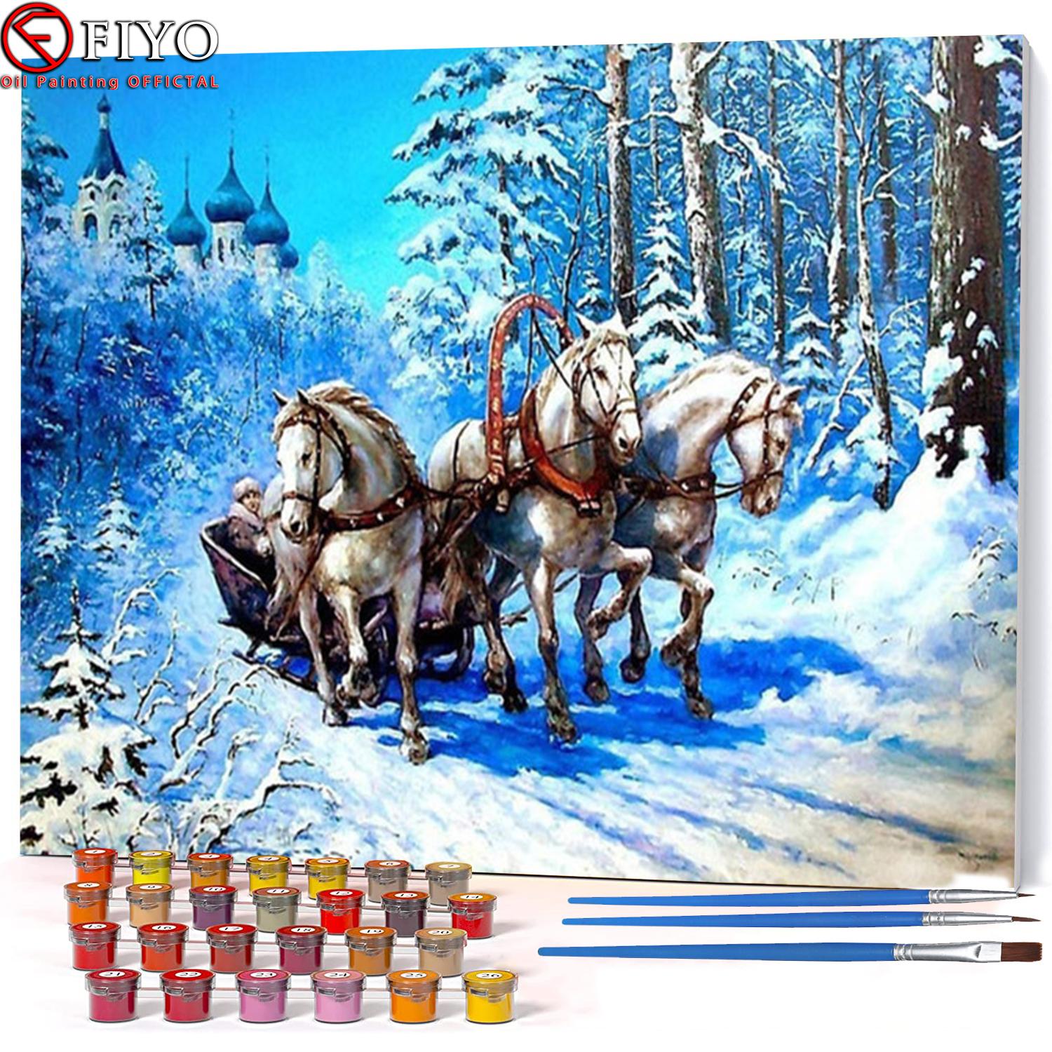 

40x50cm Лошадиная акриловая краска по номерам Набор Масляная живопись для взрослых DIY Наборы Холст Рисунок Рисование Раскраска по номерам Декор Искусство