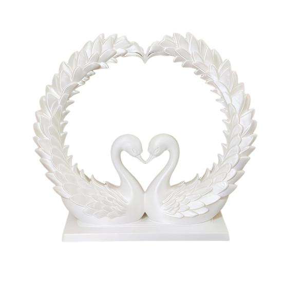 3D Printed Heart Shape Swan Couple Figurine Romantic Love Statue for Wedding Women Couple Wife