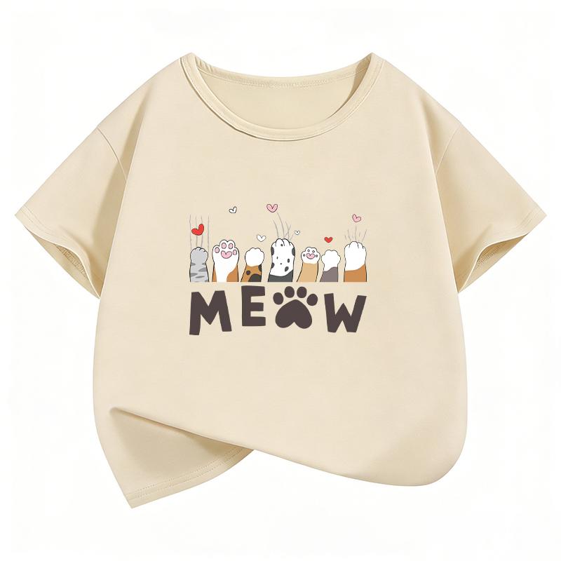 Graphic Summer Spring Kawaii Meow Cat Paw T Shirts Funny Manga Kids Childrens Tshirt Boys Girls Casual Top Tee Summer