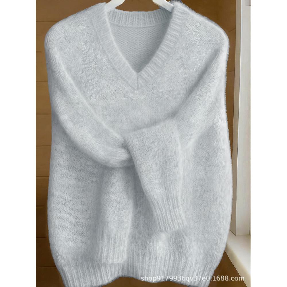 Pulover cu gât în V pentru femei Moale Pufoasă Confortabil Premium Elegant Primăvară Toamnă