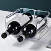 Wine Organizer Stackable Plastic Transparent Water Bear Bottle Holder Rack for Home Display 2 Bottles Transparent