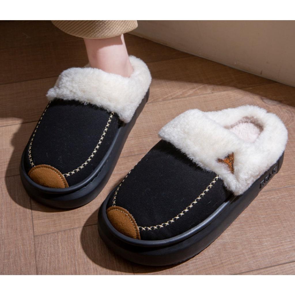 36-45 Thick Soled Warm Cotton Shoes for Women, Winter Outerwear, Anti Slip, Odor Proof, and Fleece Cotton Slippers for Women