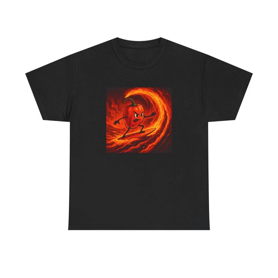 Unisex Adult T Shirt Hot Pepper Habanero Surfing Lava Wave L