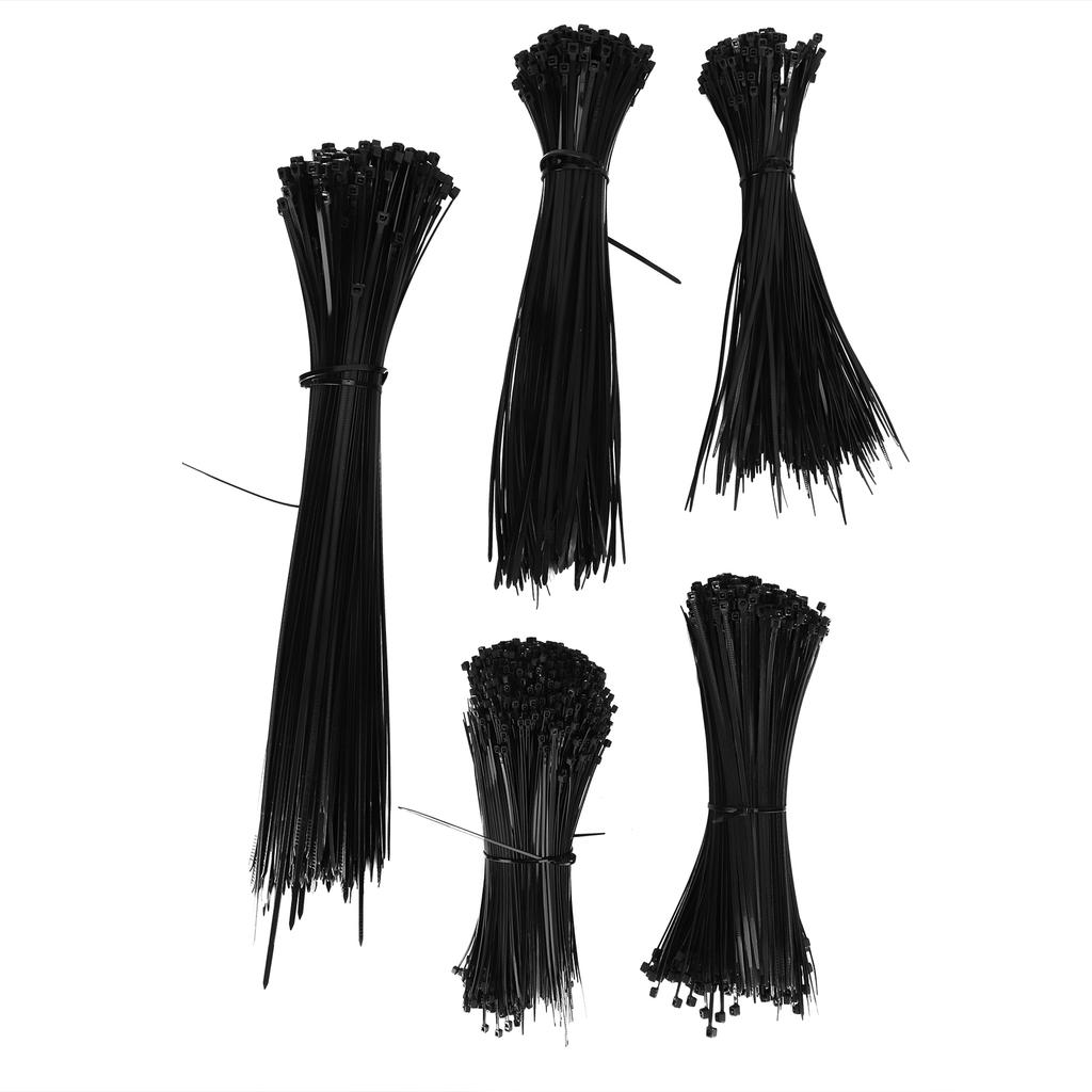 5Packs Cable Ties Zip Wraps Set Disposable Nylon Wire Cord Strap Fastener Fastening OrganizerBlack