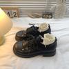 Black British Style Low Thick Heel Small Leather Shoes Women's 2025 New Autumn Versatile Skirt Soft Sole Retro Single Shoes