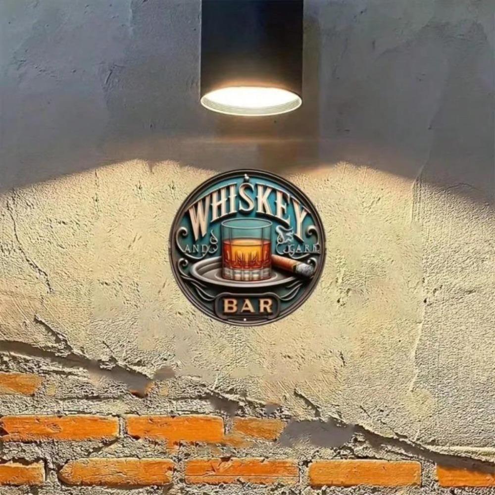 Vintage plechová cedule na whisky a doutníky Kovová nástěnná dekorace