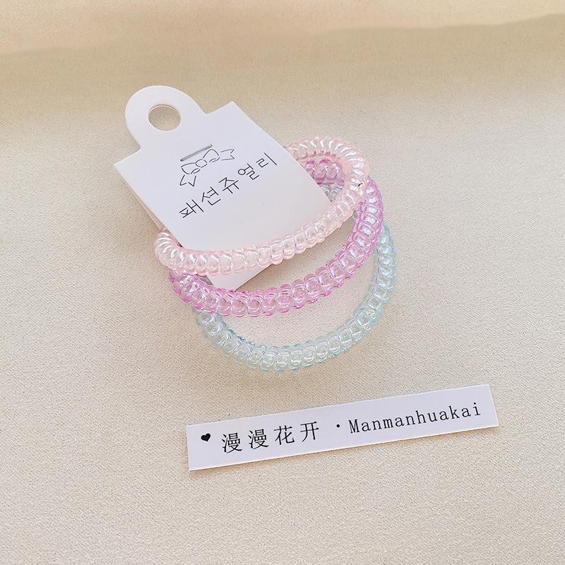 Three-piece set of transparent jelly telephone wire hair ring simple bright candy Korean version of head rope hair accessories