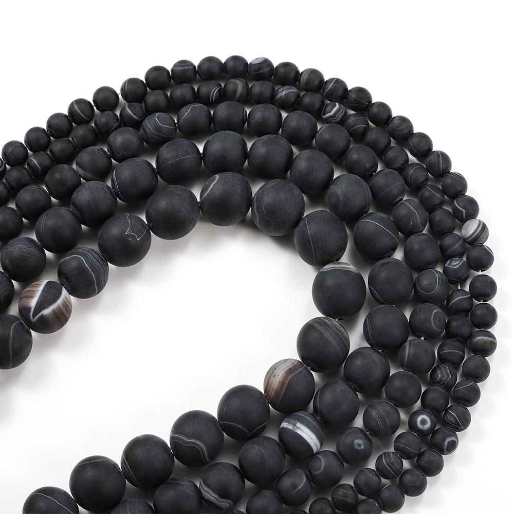 

Natural matte Black Stripes Agates 4 6 8 10 12 MM Diy Loose Spacer Beads Men s and Women s Bracelet Necklace 6mm x 62pcs чёрный