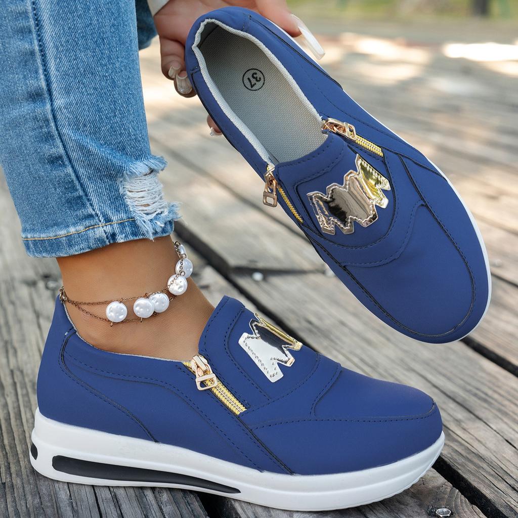 Fashion Women Sneakers Casual Zipper Platform Vulcanized Shoes Women Autumn Anti-slip Comfortable Sneakers Women Zapatillas De Mujer
