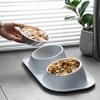 Pet Bowl, Cat and Dog Bowl, Stainless Steel Leak-proof Food Bowl, Tilted Protection for Cervical Vertebrae, Double Bowl Integrated Feeder