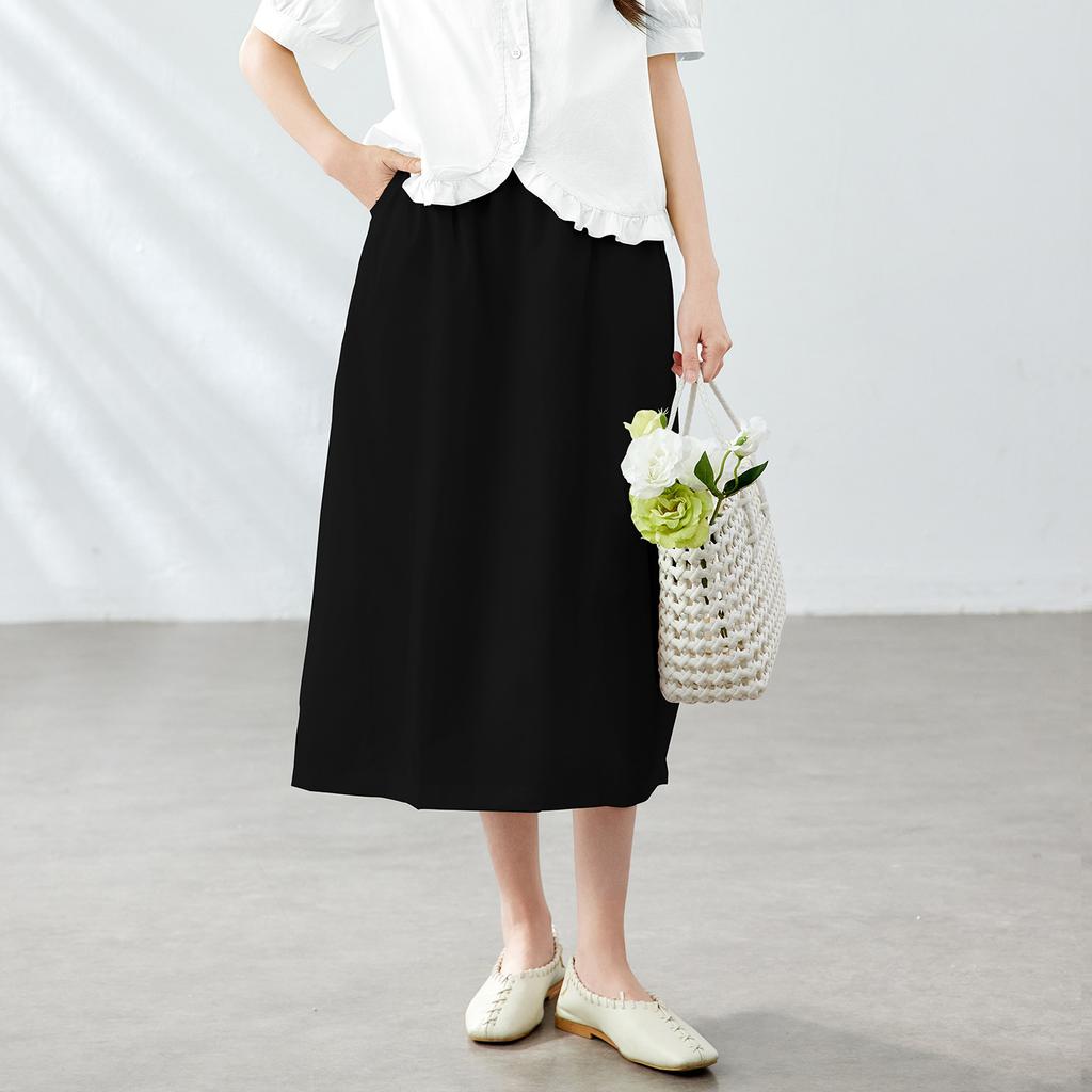 Hoher Taillenumfang Rock Damen Sommer Neu Atmungsaktiv Süß Locker Wort Rock Mittel und Lang Rock A-Linien Rock