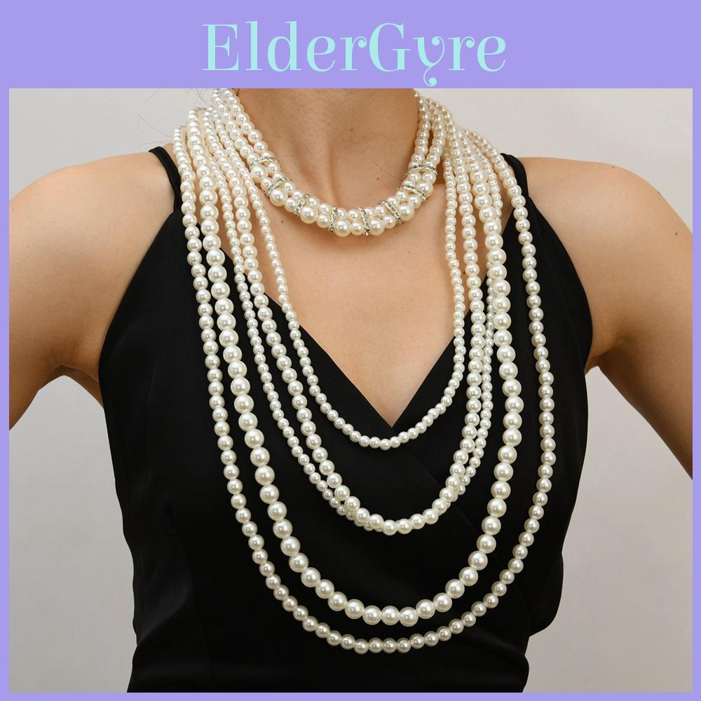 Style Multi Layer Pearl Necklace With Gemstone Pendant For Festive Wear