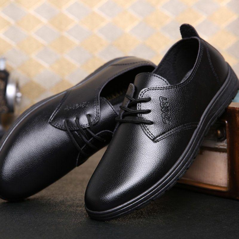 

New chef leather shoes hotel non-slip and oil-proof shoes KFC men s shoes fashionable black men s leather shoes 44