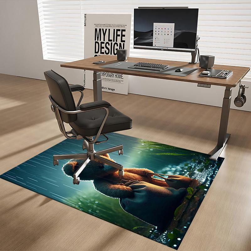 1pc Anime Teddy Bear Chair Mat - Office Desk Pad with Cute Teddy Design, Non-Slip Carpet for Home Decor, Suitable for All Seasons and Perfect as a Gif