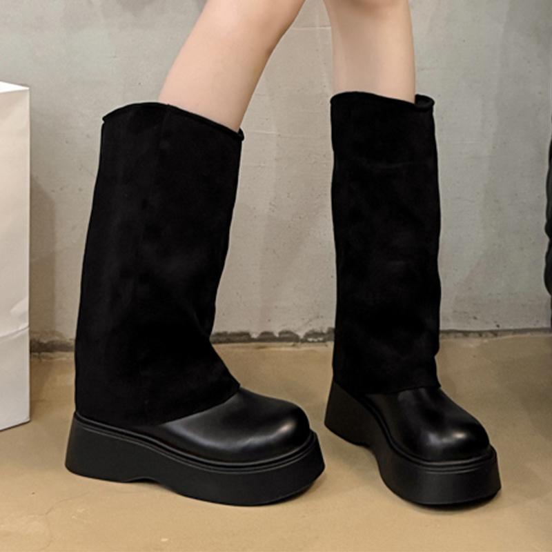 Fashion Women Platform Ankle Boots Flats Fashion Designer Shoes Dress Winter Woman Boots 2025 Brand Casual Goth Warm Chelsea Botas Mujer