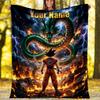 Custom Name Dragon Fire Power. Flannel Fleece Blanket Cozy Warm Throw Blanket For Couch Bed Travel All Season Use