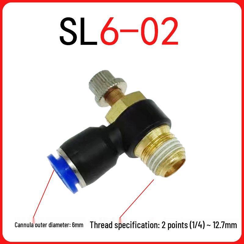 SL Throttle Valve L-Type Male Thread Pneumatic Quick Push-In Fitting, SL6-01/8-0210-03, Pneumatic Component.