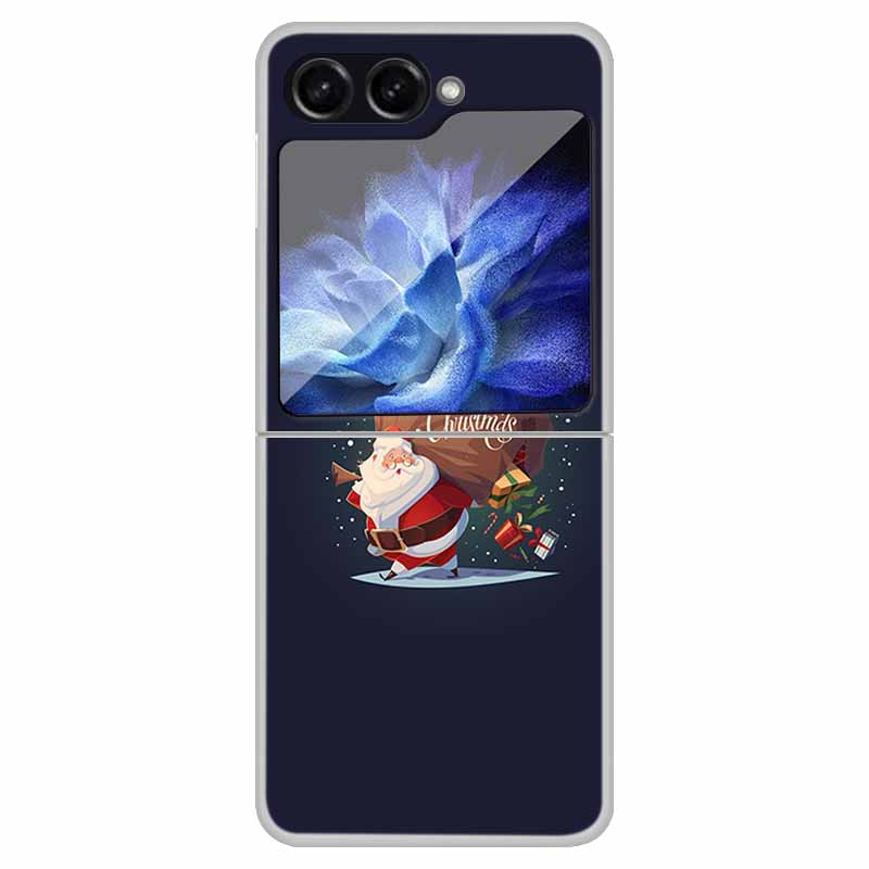 For Samsung Galaxy Z Flip 6 5 4 3 Case Christmas Cute Clear Hard Plastic PC Folding Back Cover For Samsung Z Flip6 Flip5 Flip4
