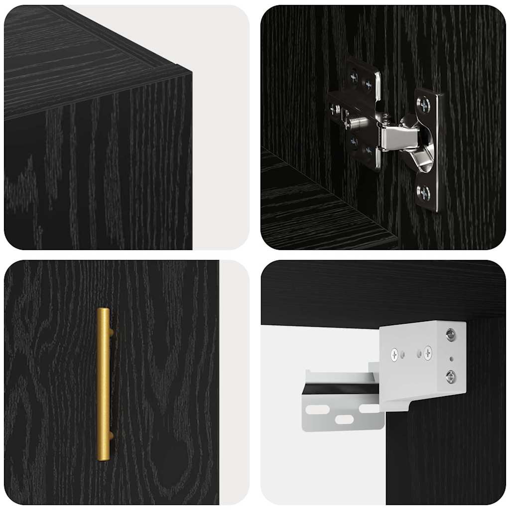 Wall Mounted Cabinet Black Oak Effect 60 X 31 X 70 Cm Particleboard