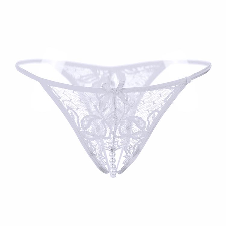 Lace Low-Waist Open Crotch Panties - Ultra-Thin Transparent Mesh Thong for Women