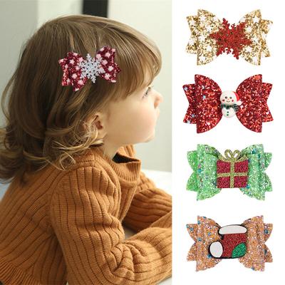 1/2/3Pcs Christmas Hair Bows Hair Clip Cute Girls Anlter Deer Horn Hairpin Glitter Barrettes Headwear Party Hair Accessories