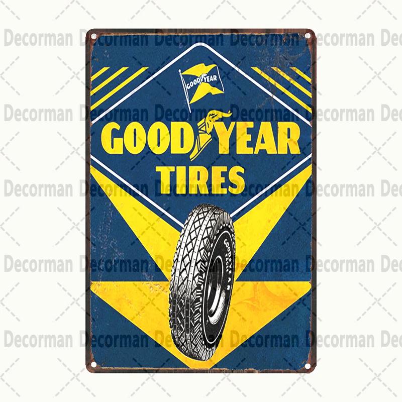 Retro Goodyear Tire Motor Oil Tin Sign  Vintage Iron Painting Wall Decor for Home Pub Bar  X CM Gift Art Poster