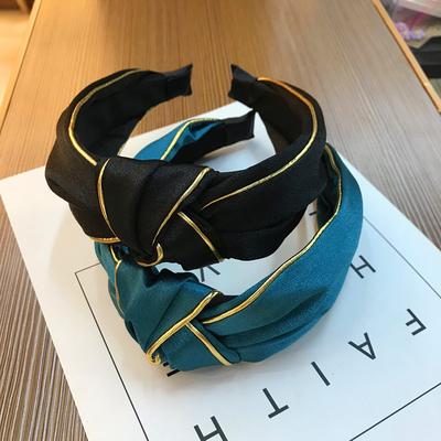 18K Gold Silk Knotted Headband Hairband High Quality Women Bright Satin Fabric Hairband Turban Knot Hair Accessories