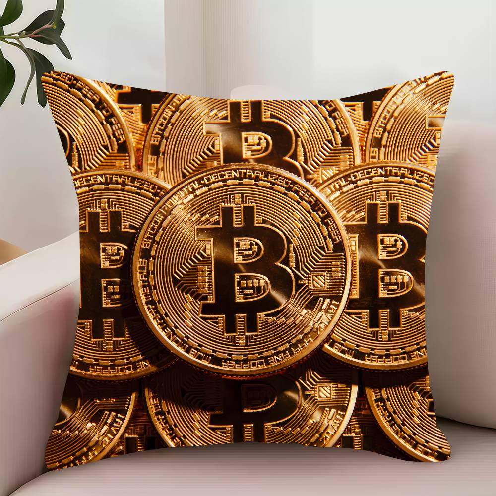 B-Bitcoin Fashion Luxury Pillow Case Decor Protective Covers Comfortable Soft for Sofa Living Room Home Office