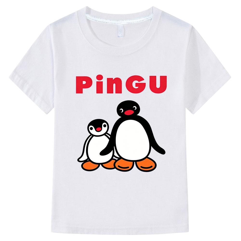 Pingu Children's Cartoon T-Shirt Cotton 2-12 Years Kids Tees Cute Boys Girls Tops O-Neck Manga Print Short Sleeve Summer Toddler