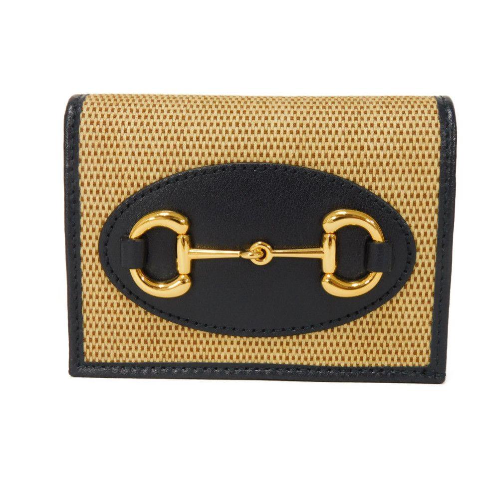 

Used 9539 Horsebit 1955 Compact Wallet 621887 H58AG 2599 7941 Navy Unused Japan Exclusive Canvas Beige Unisex from