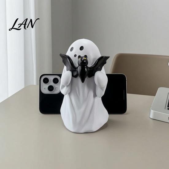 Decorative Ghost for Home Halloween Figurine, Cute Resin Statue, Creative Holding Unique Accents Bat/Drink Tabletop Ornament Party, Trick or