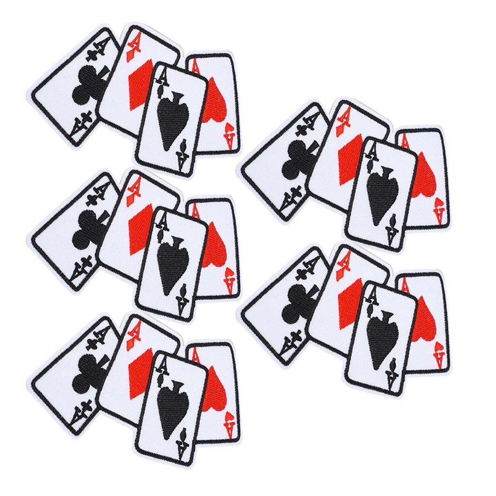 5pcs Poker Ace Clothes Patch Iron On Playing Card Applique DIY T Shirt Fabric Sticker