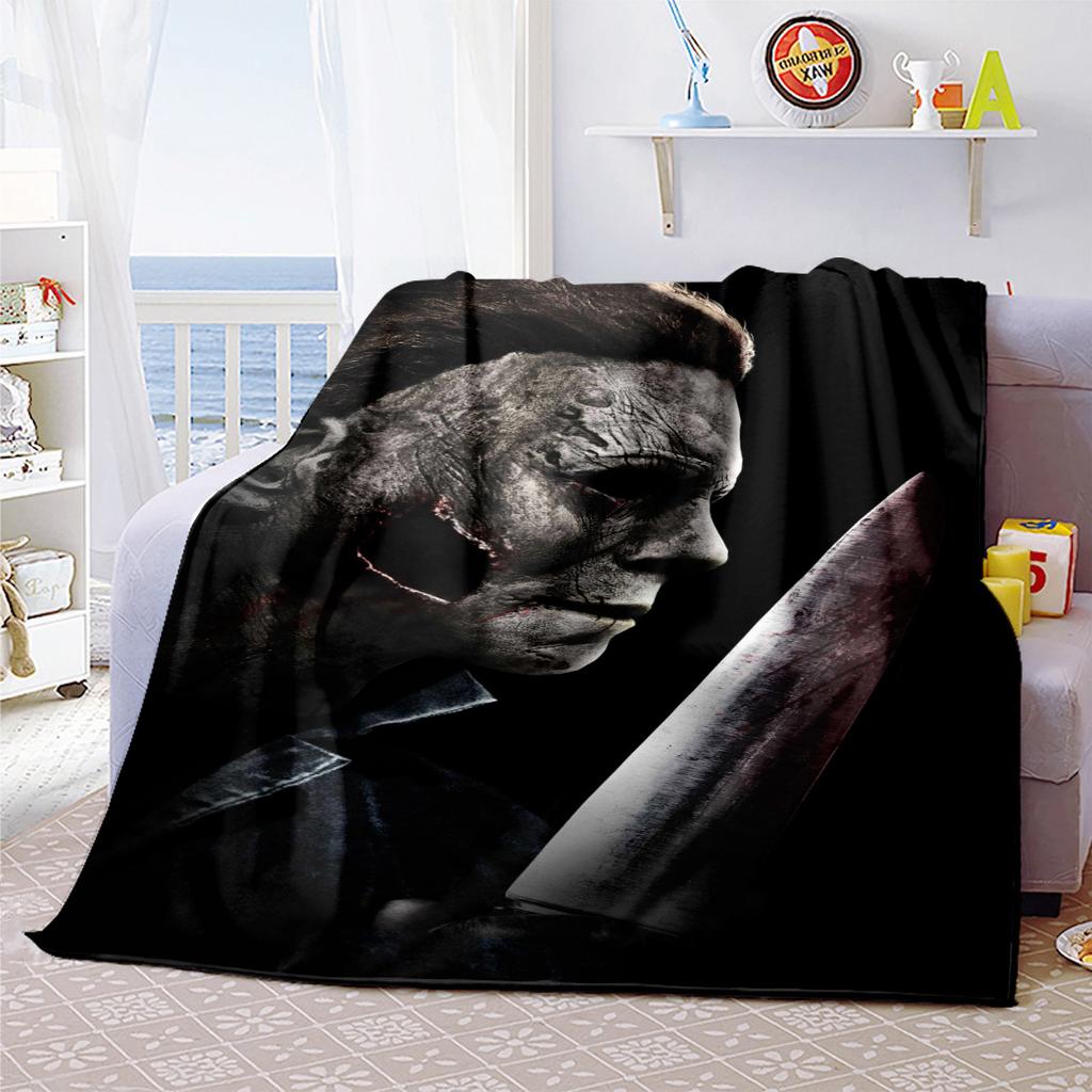 Couverture Affiche de Film d'Horreur Halloween Parfaite Toutes Saisons Douce Confortable Canapé Bureau Sieste Voyage Cadeau Festif