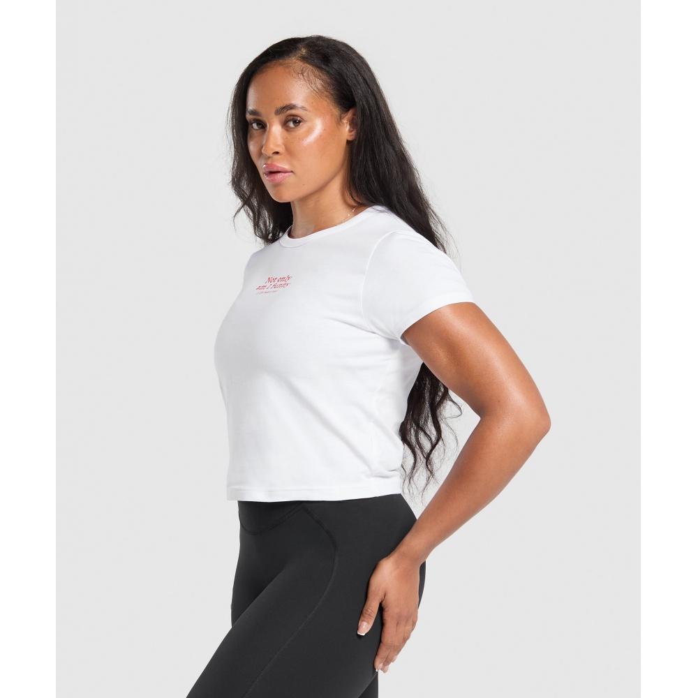 Gymshark Lift Heavy Baby Tee White B9a3s Wb57