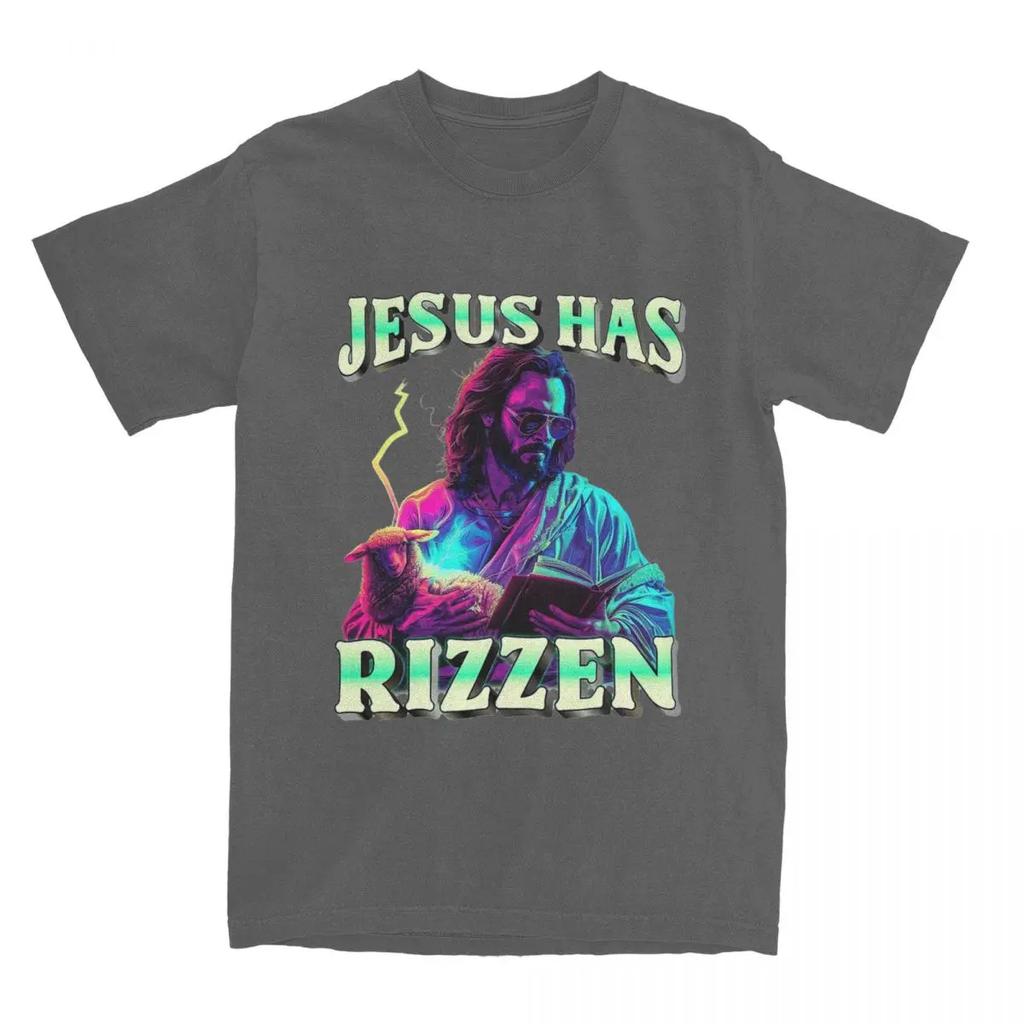 All Seasons Jesus Has Rizzen Funny Sarcastic T Shirt Merch Christ Pure Cotton Catholic Bible Faith T-shirt Tee Shirt