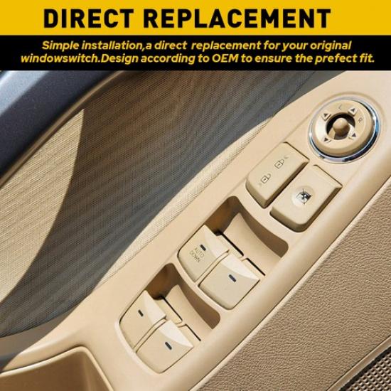 Left Master Door Switch Window Beige for 11-15 Hyundai Elantra 935703X000 USA