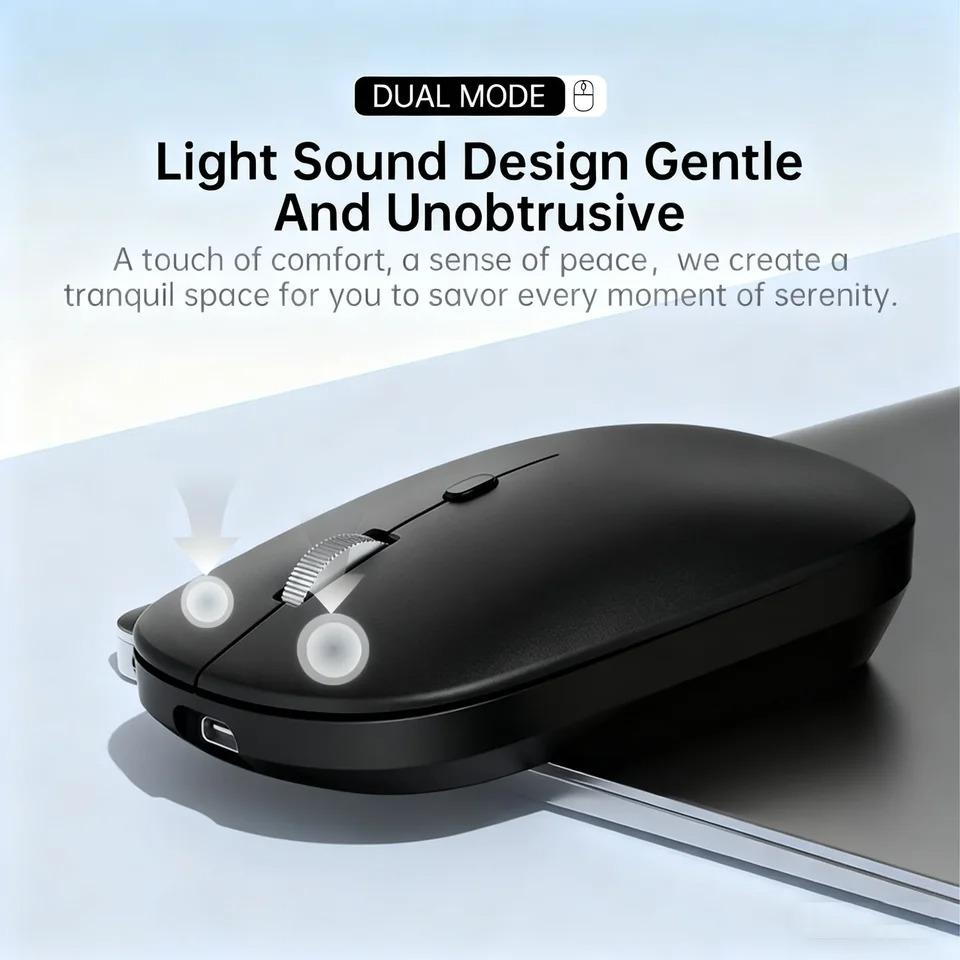 Belaidė pelė su Bluetooth suderinama pelė 2.4G dviejų režimų ergonomiškos kompiuterinės pelės nešiojamam kompiuteriui, iPad planšetiniam kompiuteriui, biuro, žaidimų pelė