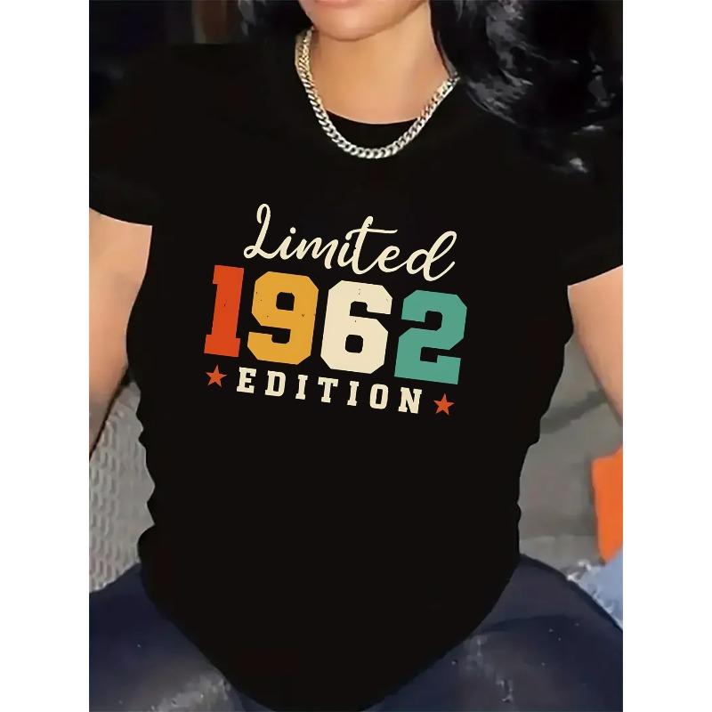 Exclusive 1962 Women'S Birthday T-Shirt, Black Short Sleeve Top, Lightweight and Sturdy, Ideal for Relaxed Outfits At Home, Work, or Dining,