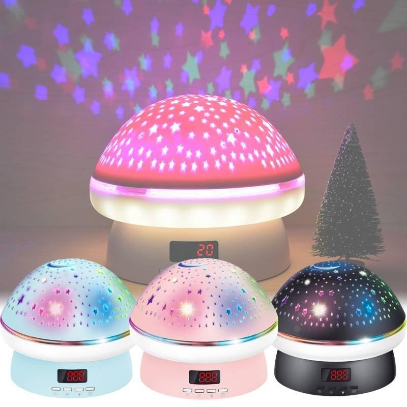 Star Night Projector Light Mushroom Timer Rotation Abs For Kids Gift Bedroom