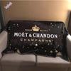 Şampanya Moet &; Chandon Atma Battaniye Moda Yumuşak Ve Rahat Flanel Kabarık Battaniye Çekyat Veya Kamp için