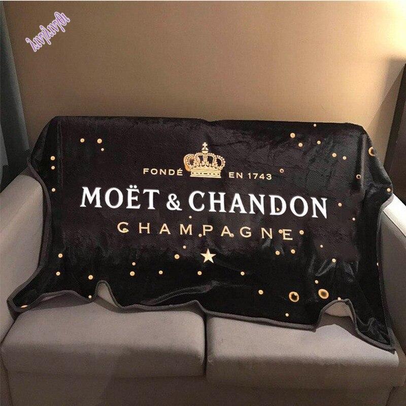 Şampanya Moet &; Chandon Atma Battaniye Moda Yumuşak Ve Rahat Flanel Kabarık Battaniye Çekyat Veya Kamp için