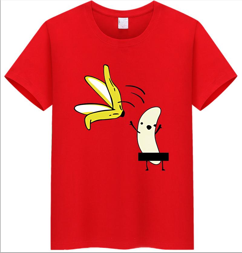COTTON 100% Hot European and American Funny Banana Undress Short-sleeved Women's T-shirt Tops  Oversized T Shirt