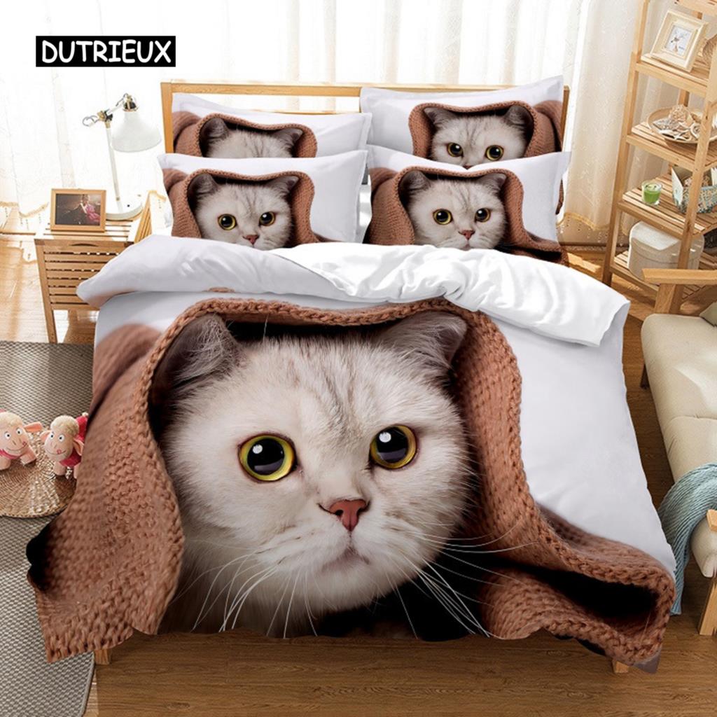 Schwarze Katze Bettwäsche Set Bettbezug Set 3D Bettwäsche Digitaldruck Bettwäsche Queen Size Bettwäsche Set Modisches Design